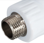 Угольник полипропиленовый комбинированный с креплением (водорозетка) PN25 20х1/2" наружная резьба