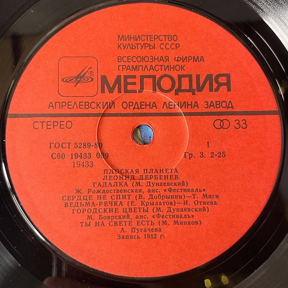 Винтажная виниловая пластинка LP Сборник Леонид Дербенёв Плоская Планета (СССР 1984) (Боярский, Пугачева, Лейся Песня и др)