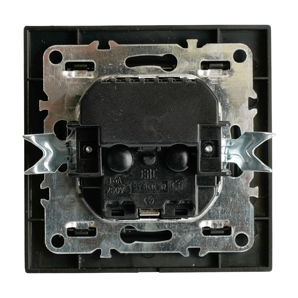 Розетка 1-местная с/з STEKKER, PST16-9016-03, 250В, 16А с USB+ type C, серия Эрна, черный 50078