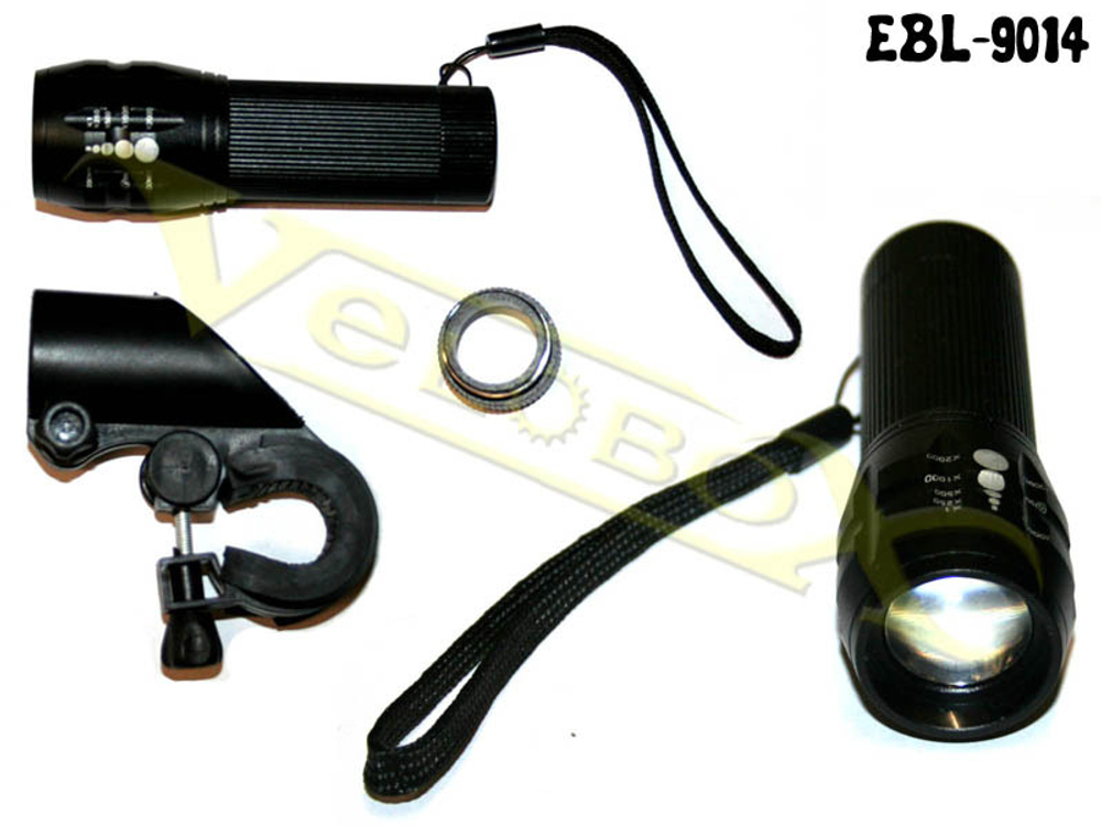 Фара - тактический фонарь, 1*CREE XPE 3W, 120Lm, 3 режима, ZOOM, аккумул. li-ion 18650. QR хомут  EB