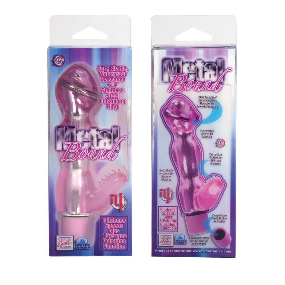 Вибромассажер с металлической дугой в головке - 13 см. (Цвет: розовый)