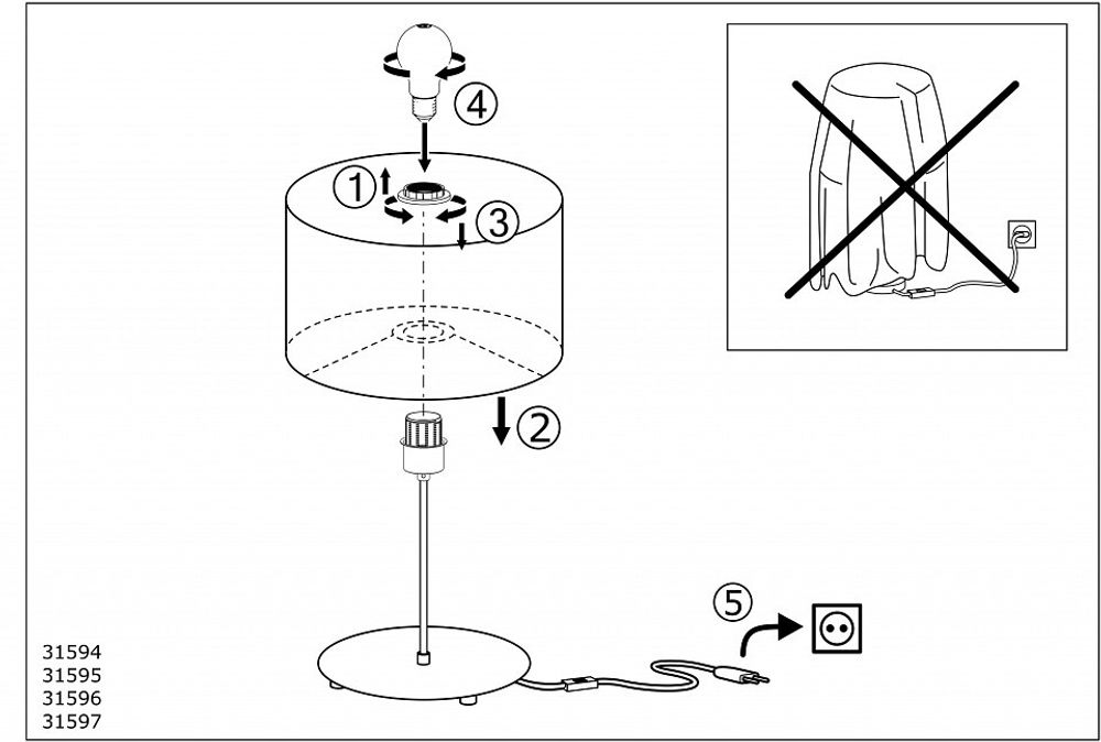 Настольная лампа декоративная Eglo Pasteri 31594