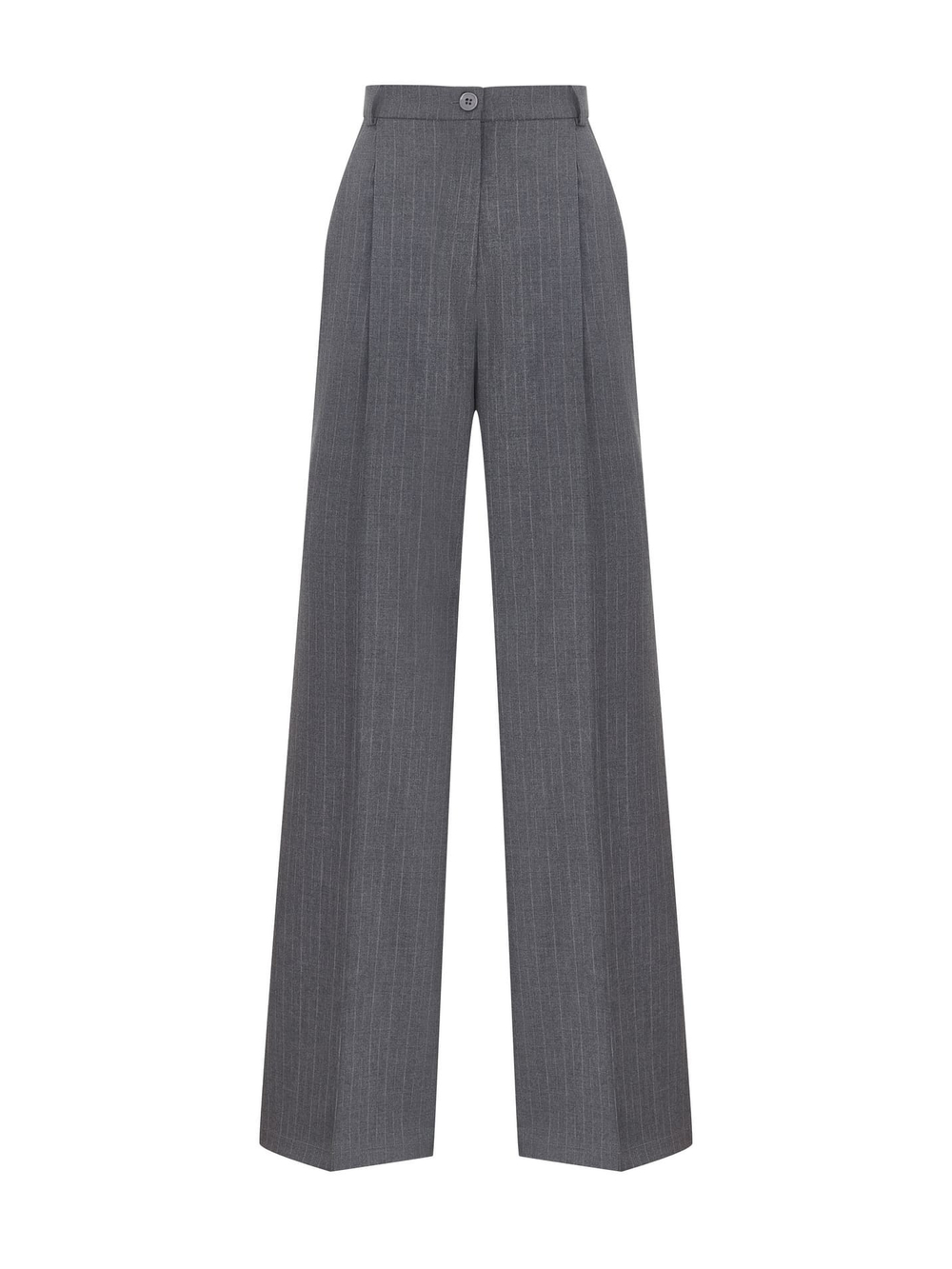 Брюки костюмные из крепа в полоску, серый