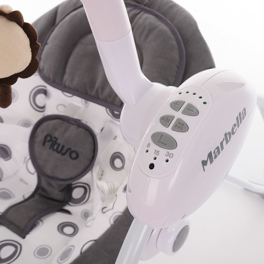 PITUSO электрокачели Marbella Dark Grey/Темно-серый Мишки п.,MP3,моск.сеть,ад,71*66*77см