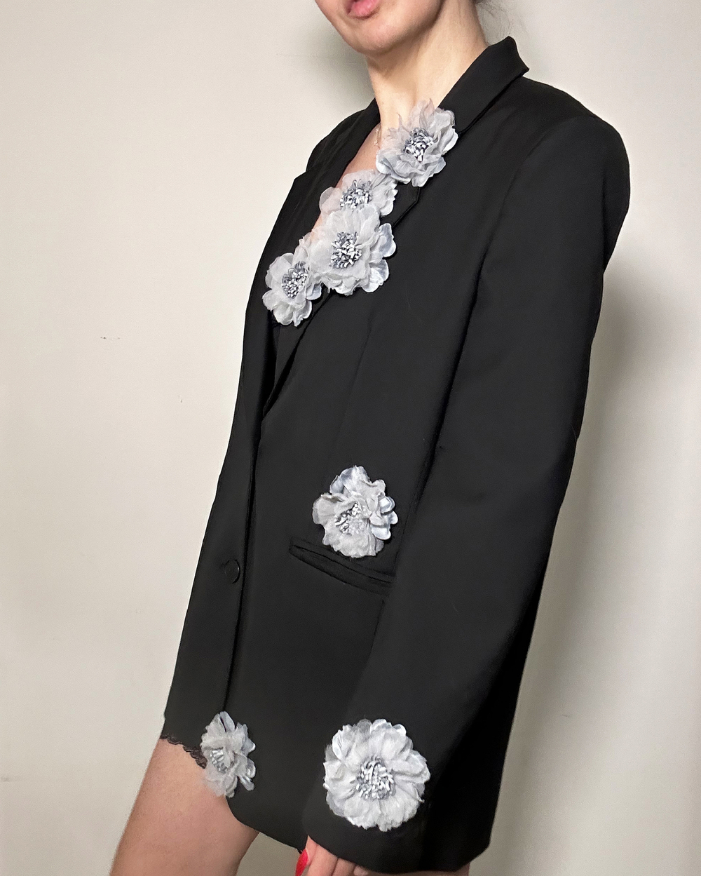 Пиджак оверсайз с цветами