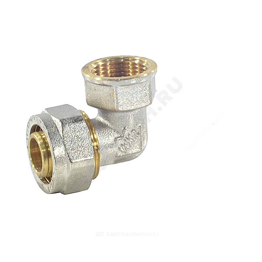 Угольник МП латунь никель обжим Дн 20х3/4"х90гр ВР ГОСТ 32415-2013 7007 Aquasfera 7007-04