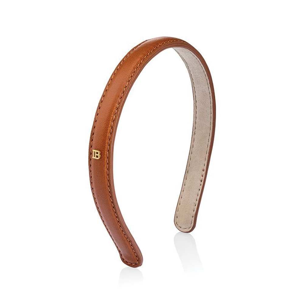 Balmain Hair Couture Ободок кожаный Ривьера S Riviera Headband Cognac Small