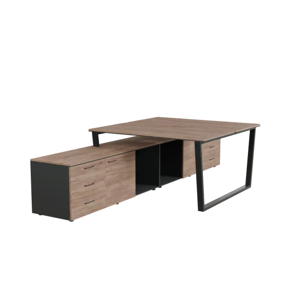 Бенч-система на опорной тумбе на V-каркасе левая 2 PREGO OFFICE 1600*3200/1635*750 ПОБСОТ-16.16ВЛ