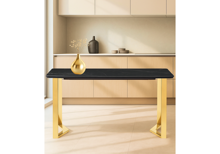 Керамический стол Woodville Селена 1 180х90 черный мрамор, золото