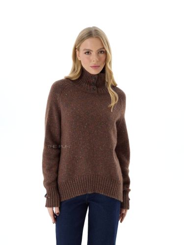 Коричневый шерстяной свитер с цветным люрексом