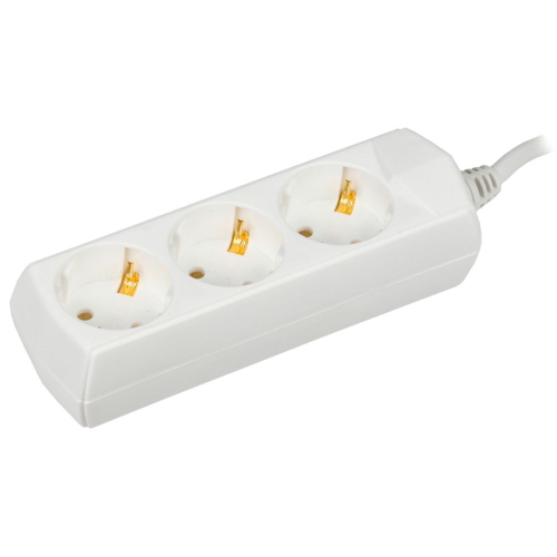 Удлинитель бытовой 3 гн, 5 м, 3х1 мм2, 10 А, IEK, Generica, WYP10-10-03-05-Z-G