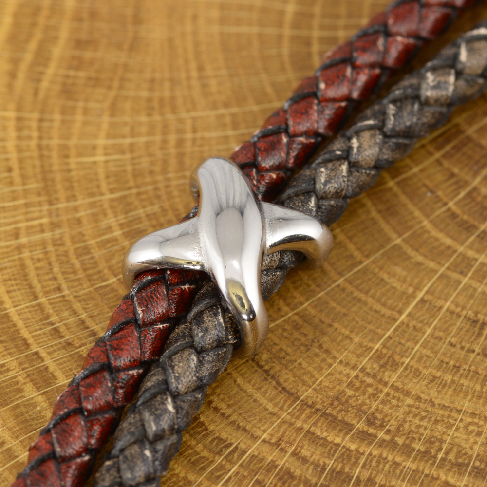 Бусина для кожаного шнура ПЕРЕПЛЁТ, нержавеющая сталь