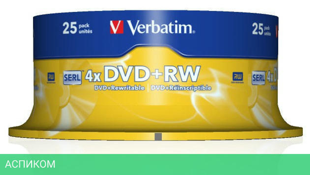 DVD+RW диск Verbatim Matt Silver Spindle 25шт (43489)