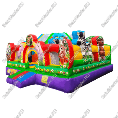 Коммерческий надувной батут "Царство зверей 3", 5x5x2.8 м