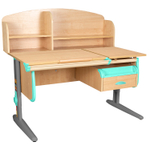 Растущая парта Дэми СУТ 25 с задней полкой СУТ.34.390 и навесной тумбой (1200×880 мм)