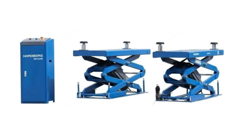 Подъемник ножничный 3,5т, с встроенными адаптерами для SUV авто, 380В (синий)