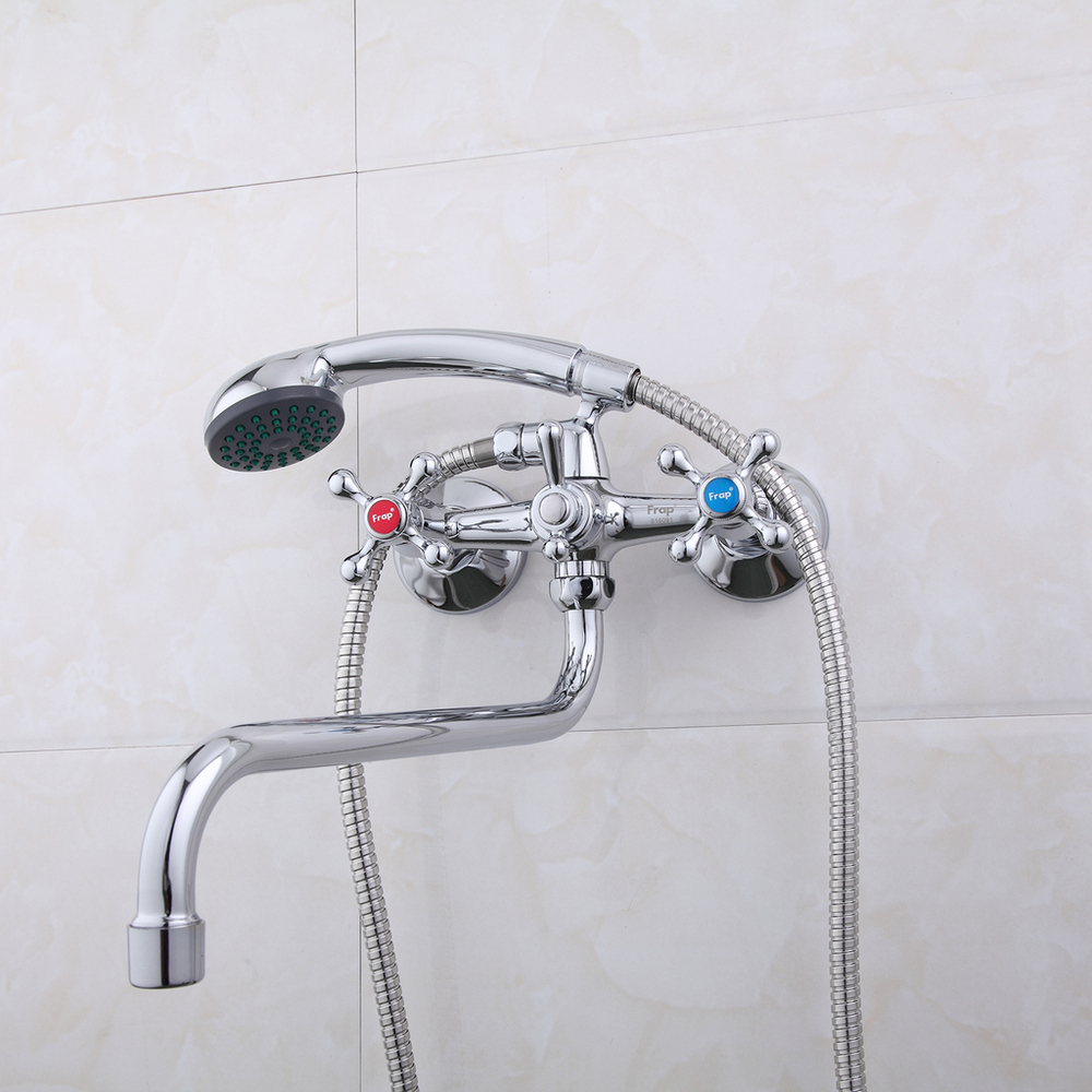 Смеситель для ванны и раковины 1/2 кер F2208 FRAP с шар перекл КРЕСТ, S излив, хром, латунь