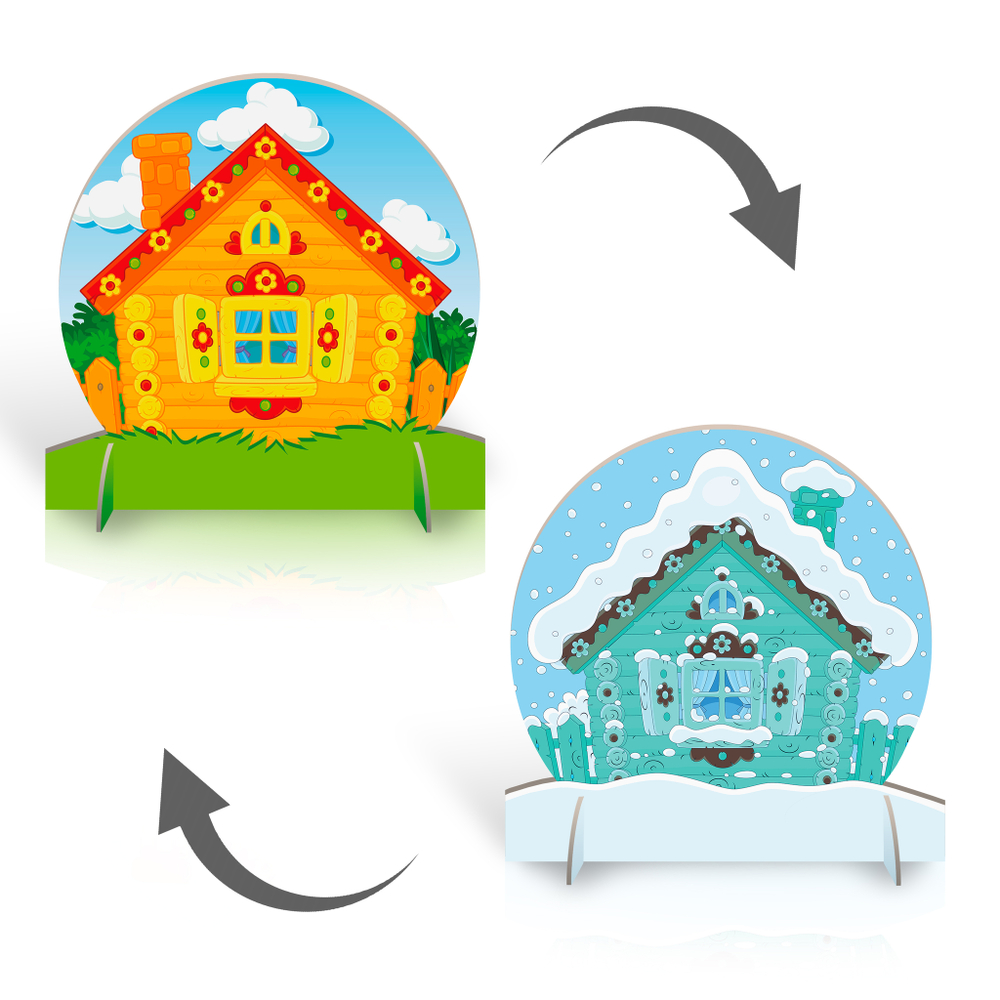 Напольная двусторонняя декорация Изба зима-лето 