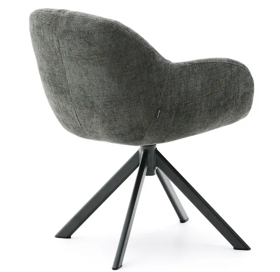 Dorina Вращающееся кресло из зеленого шенилла и стальными зелеными ножками