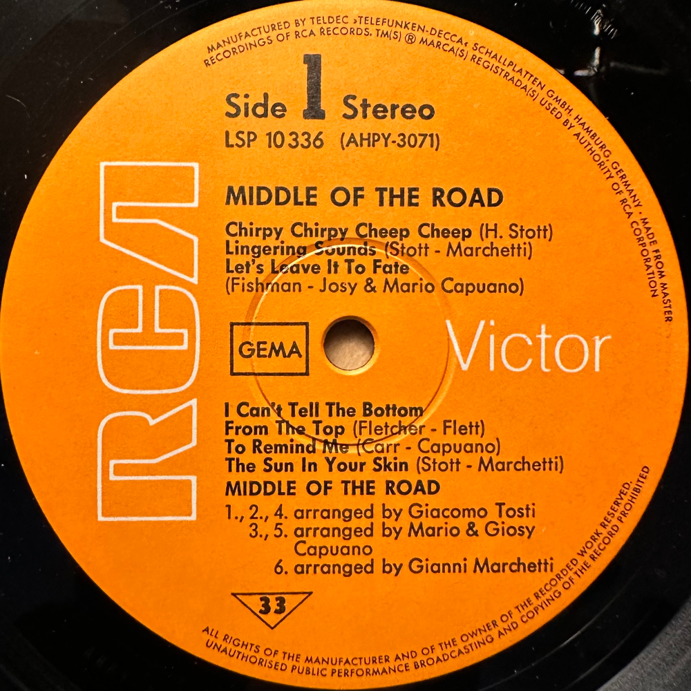 Middle Of The Road ‎– Middle Of The Road (Германия 1971г.)