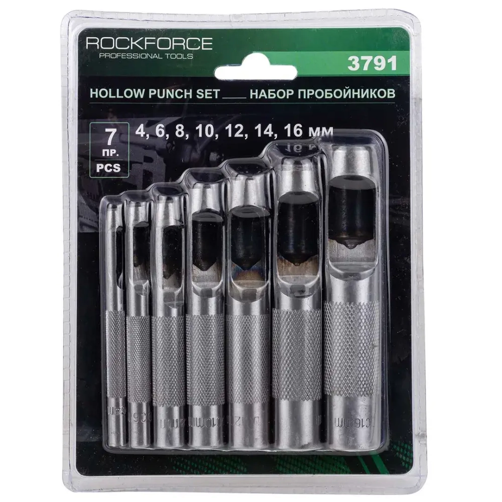 Набор пробойников 7пр. (4, 6, 8, 10, 12, 14, 16мм),в блистере RockForce##Rock FORCE RF-3791