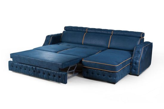Portofino угловой диван-кровать замша синий
