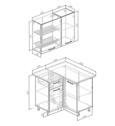 Кухонный гарнитур угловой Элеганция 1000х1000 (38мм)