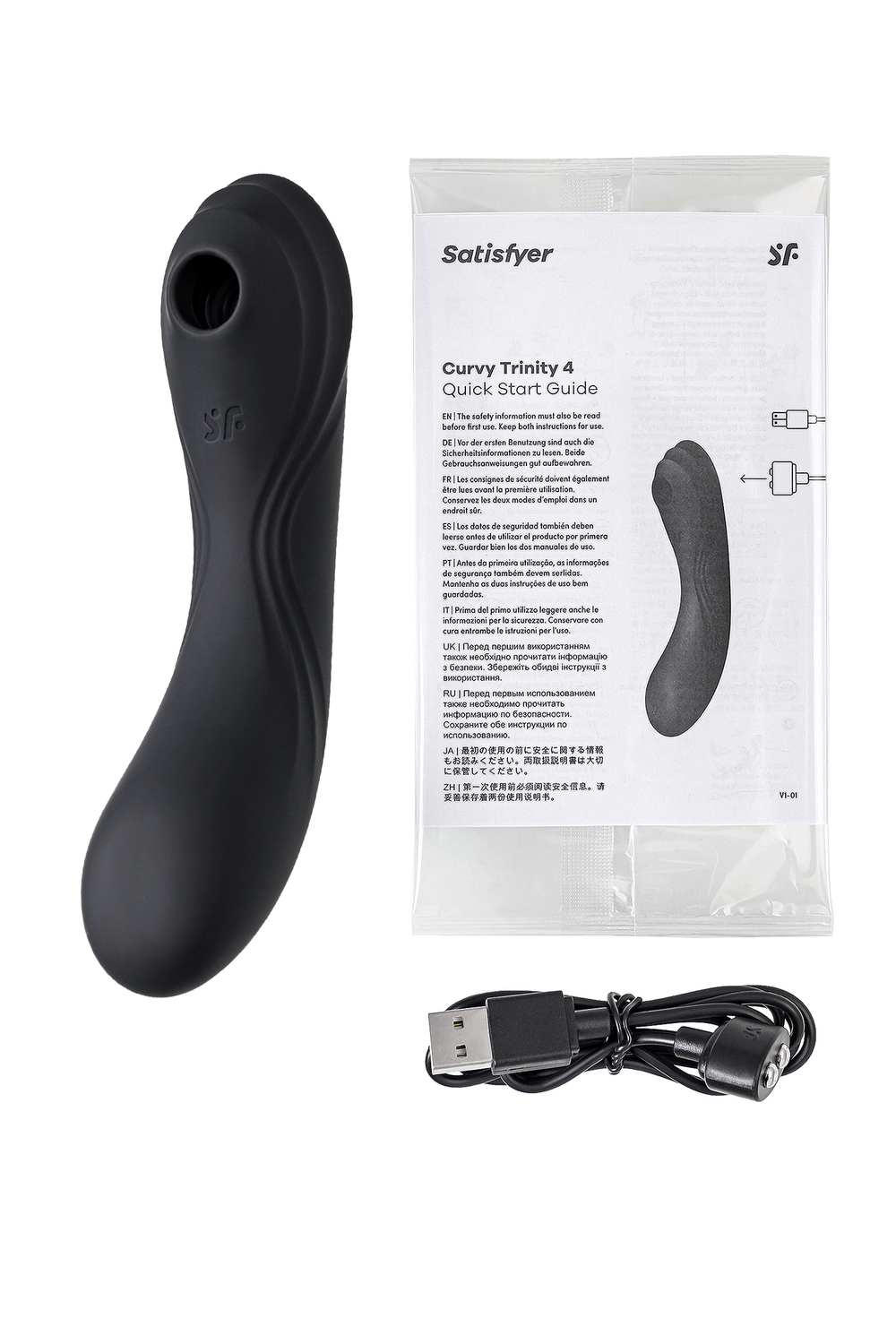Вакуум-волновой бесконтактный стимулятор клитора Satisfyer Curvy Trinity 4, силикон, чёрный