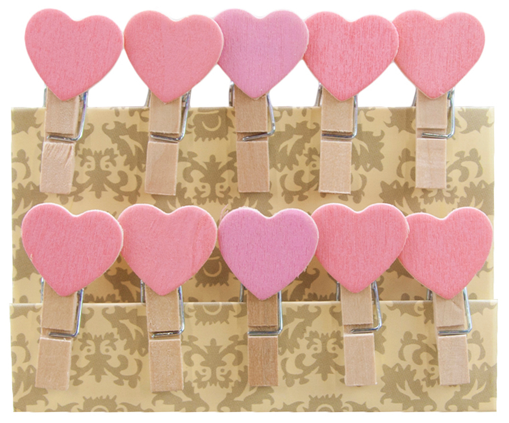 Декоративные прищепки, Сердечки, 3,5 см.