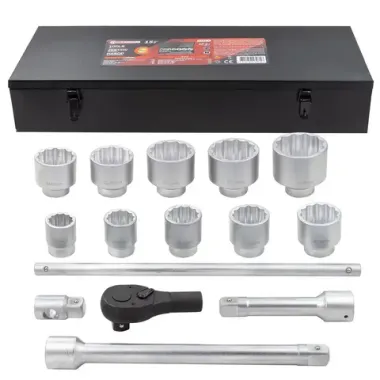 Набор инструментов,15пр. 1'' 12гр.(36,41,46,50,55,60,65,70,75,80мм),в метал. кейсе FORCEKRAFT FK-8141-9