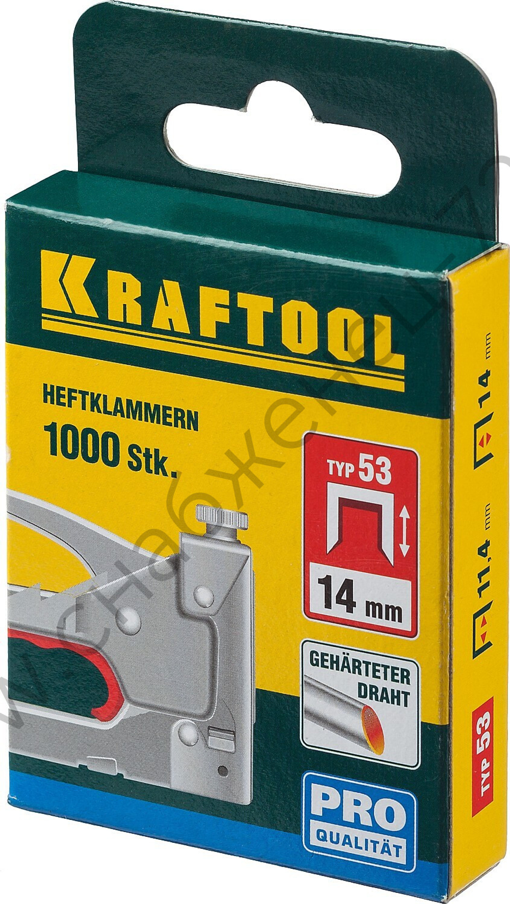 KRAFTOOL тип 53 (A/10/JT21) 14 мм, 1000 шт, калибр 23GA, скобы для степлера (31670-14)