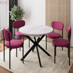 Стол круглый раздвижной Твист (90+30) цемент светлый / опоры черные