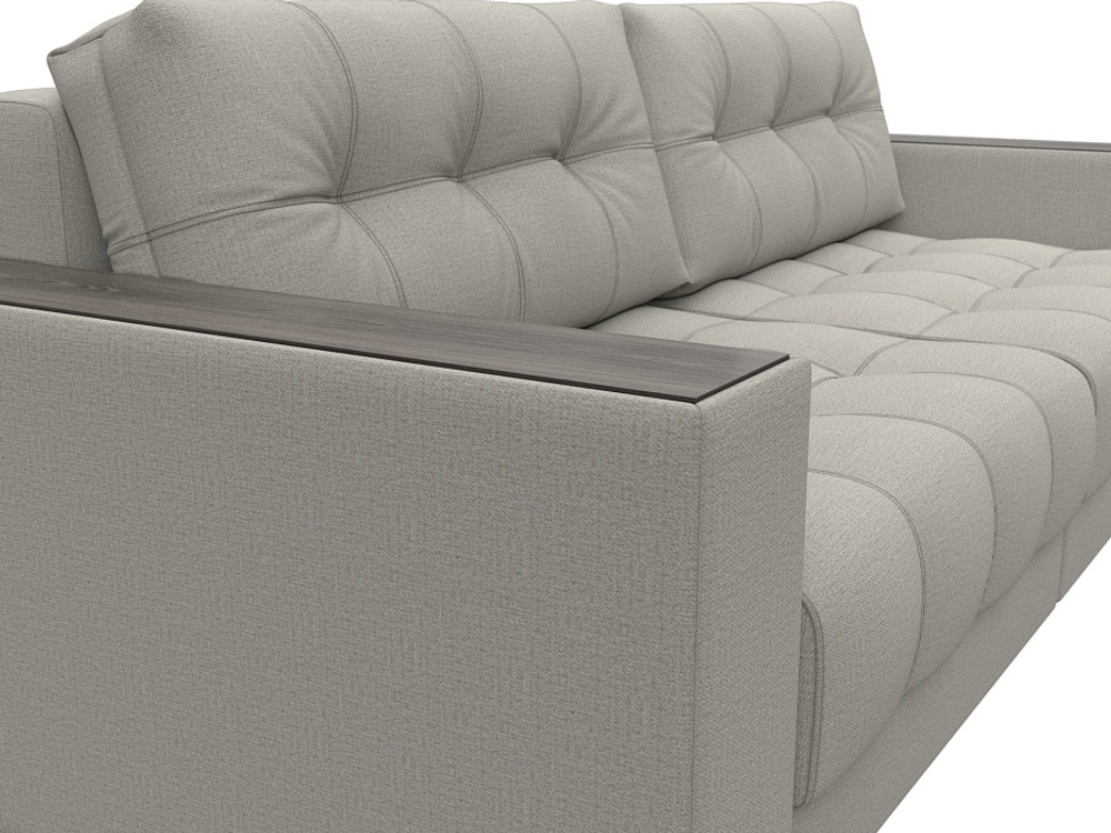 Диван прямой с декором Лига-049 НПБ, РОГОЖКА Амур 02 бежевый