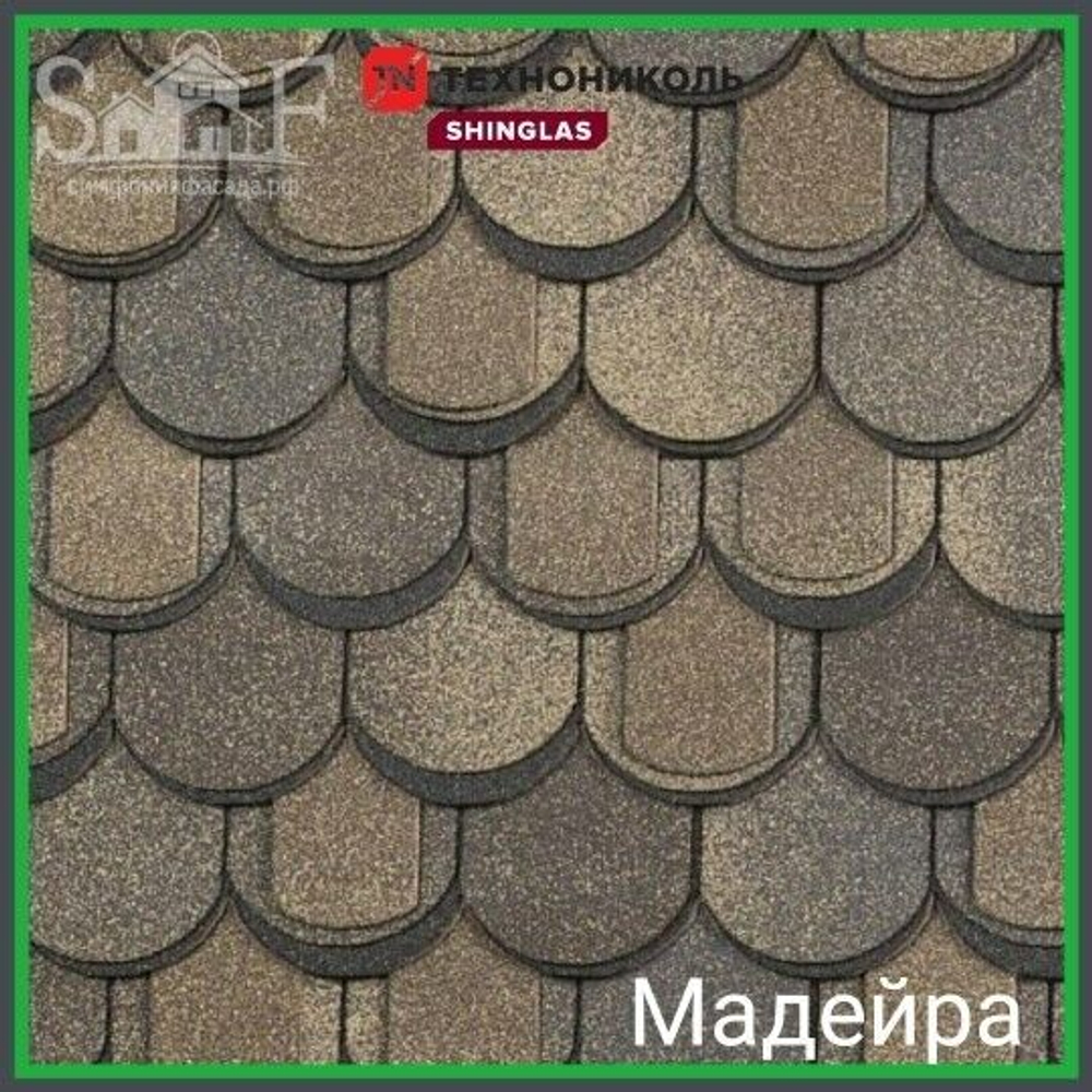 Гибкая черепица трехслойная SHINGLAS Атлантика Мадейра 1,5 м2