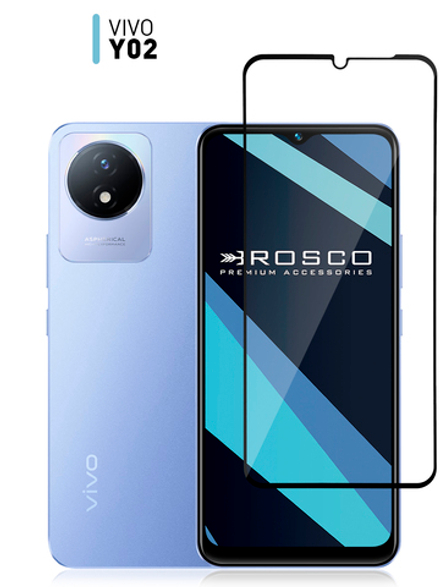 Защитное стекло ROSCO для Vivo Y02 (арт. VV-Y02-FSP-GLASS-BLACK )