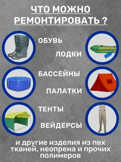 Клей REAKTOR Армированный, цвет СЕРЫЙ 15мл. Особо прочный "ГЕЛЬ-ЗАПЛАТКА" / для изделий из ПВХ без латок / Герметик для лодки