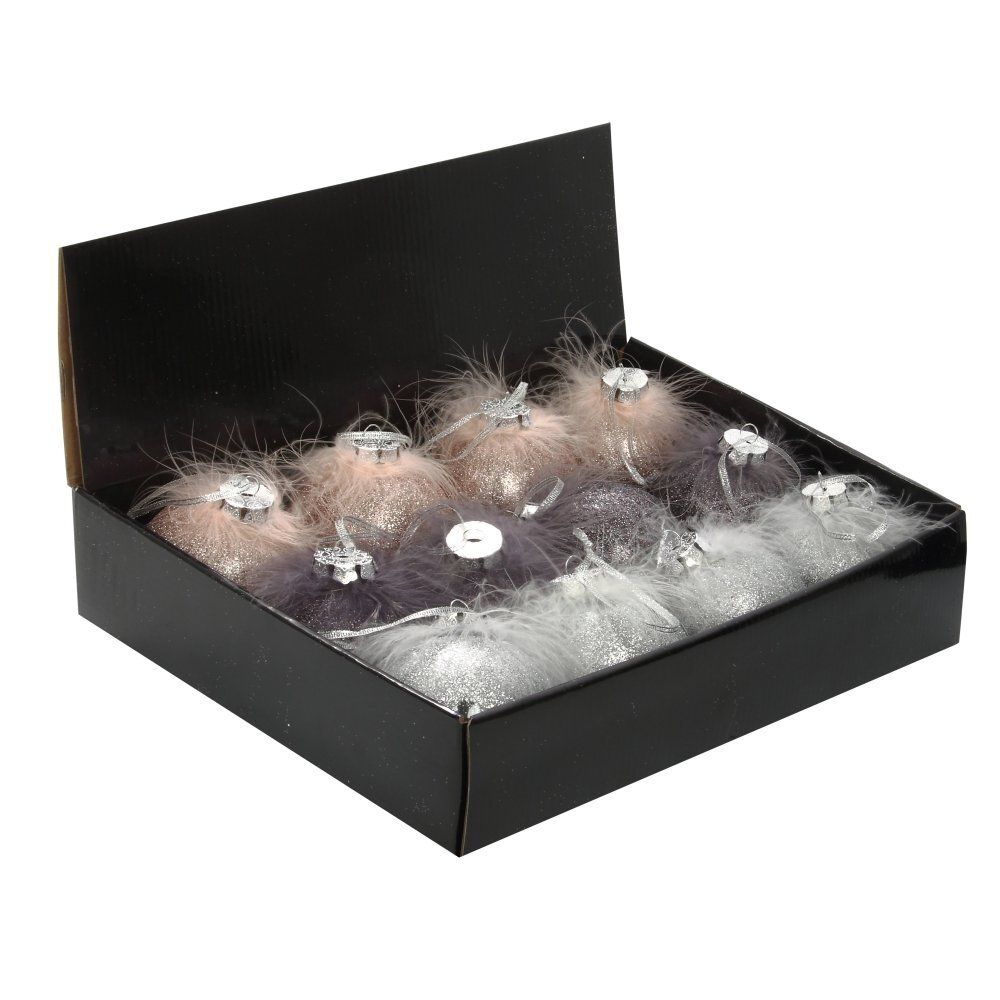 GAEM Набор из 12шт, Украшение новогоднее Шар "Перышко страуса", D 8 см, L35 W27 H9 см