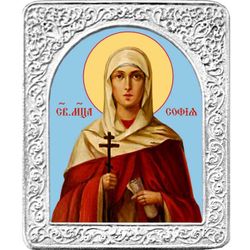 Святая София. Маленькая икона в серебряной раме.