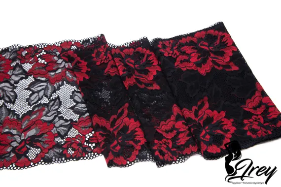 03-274 Кружево эластичное 23 см, черный/красный