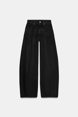 ZARA ДЖИНСЫ TRF ОВЕРСАЙЗ СО СРЕДНЕЙ ПОСАДКОЙ, ЧЕРНЫЙ