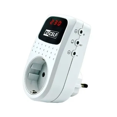 Реле напряжения с дисплеем 16А RUCELF SRW-16A в розетку, для холодильника, 220В