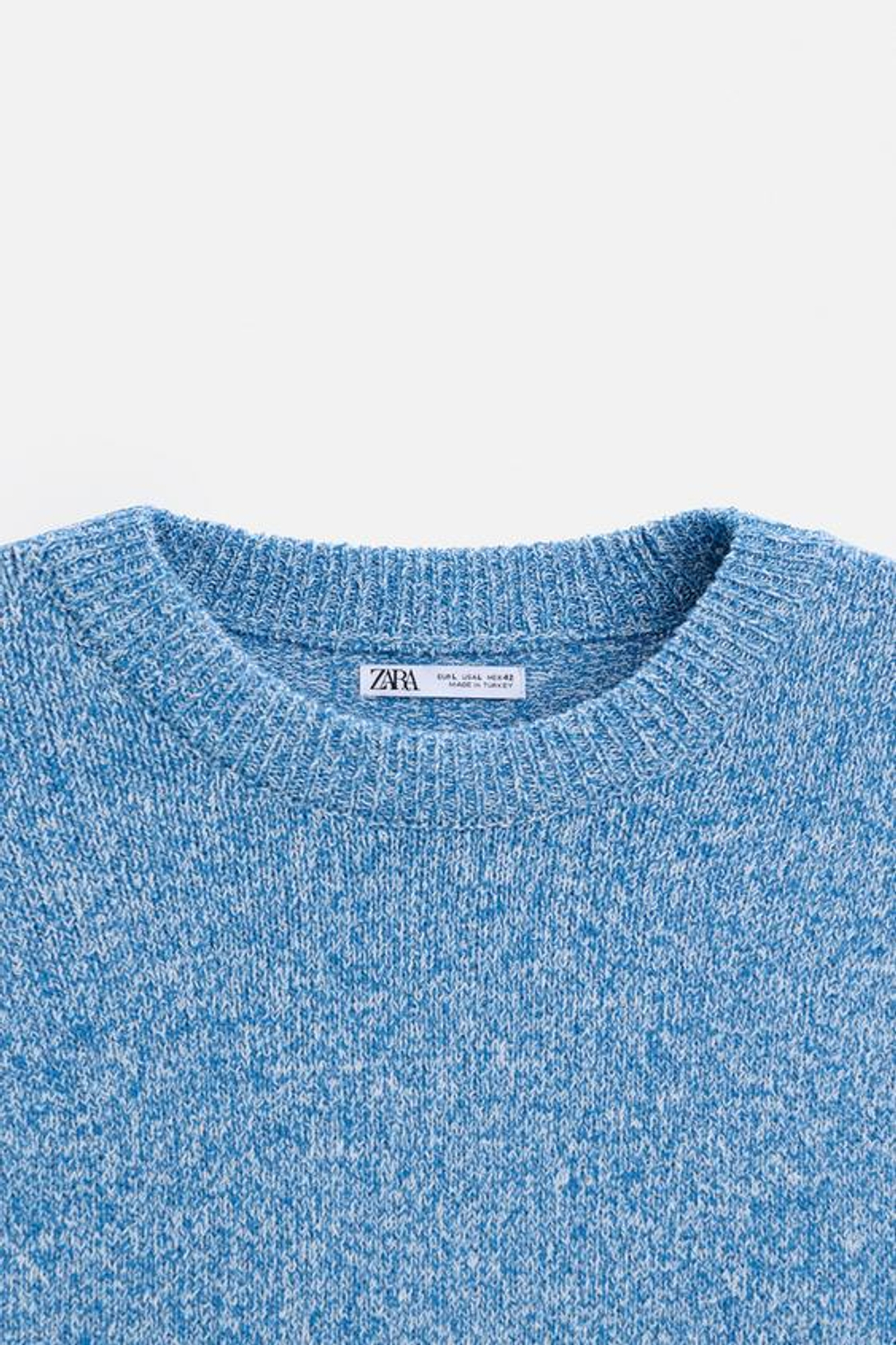 ZARA ФУТБОЛКА С РЕЛЬЕФНОЙ ТЕКСТУРОЙ, ГОЛУБОЙ