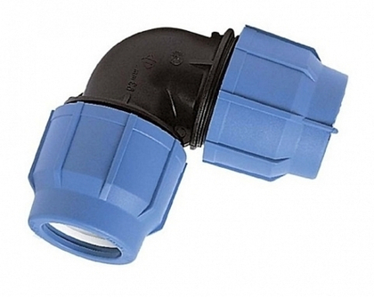 Отвод (угольник) (ПНД) ПЭ Дн 20х3/4 с внутренней резьбой в.р напорный компрессионный