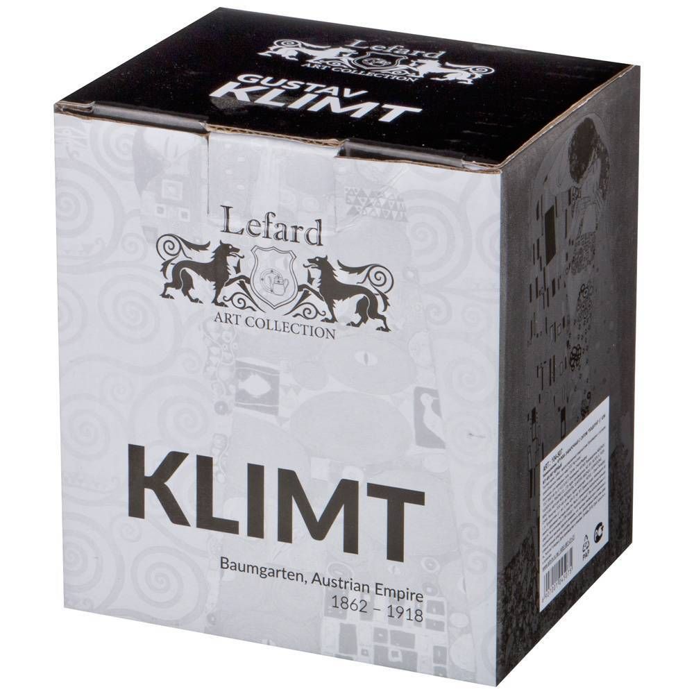 КРУЖКА СТЕКЛЯННАЯ С СИТОМ LEFARD "ПОЦЕЛУЙ" (Г. КЛИМТ) 350 МЛ ЗОЛОТАЯ (КОР=24ШТ.)