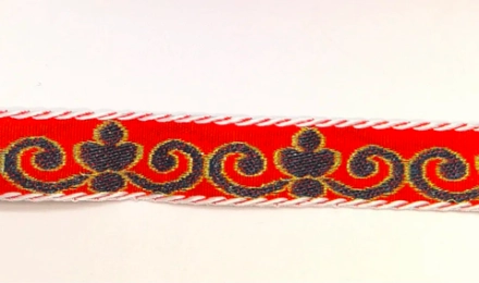 Тесьма жаккард, ш. 1,5 см, красный