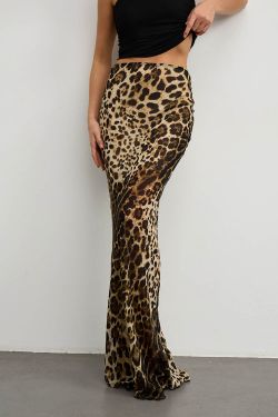 Юбка макси из шифона с леопардовым принтом