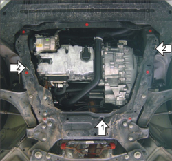 Усиленная защита Motodor картера двигателя, кпп. 2 мм, сталь. для Ford Mondeo 2010-2015 арт.00737