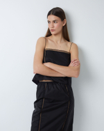 Топ из итальянского нейлона с кружевной отделкой черный