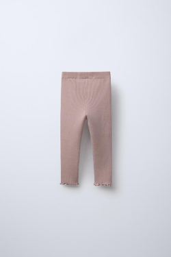 ZARA ОДНОТОННЫЕ ЛЕГИНСЫ В РУБЧИК, ТЕЛЕСНО-РОЗОВЫЙ