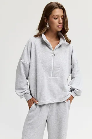 Олимпийка на молнии цвета серый меланж